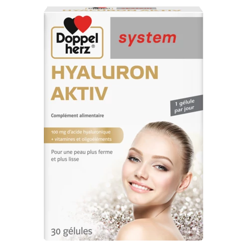 Illustration of the product packaging Doppelherz system HYALURON AKTIV front view